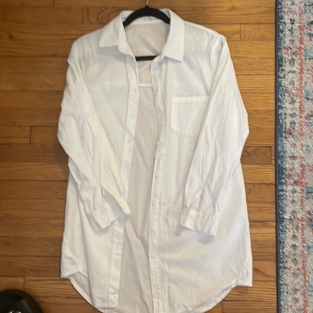 White button down shirt dress